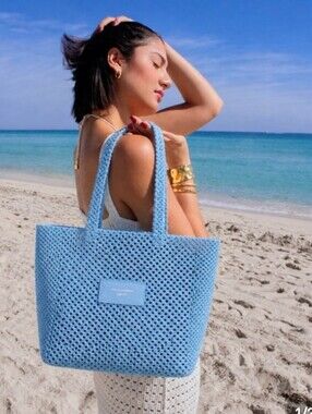 Dolce & Gabbana Light Blue Mesh Beach Bag